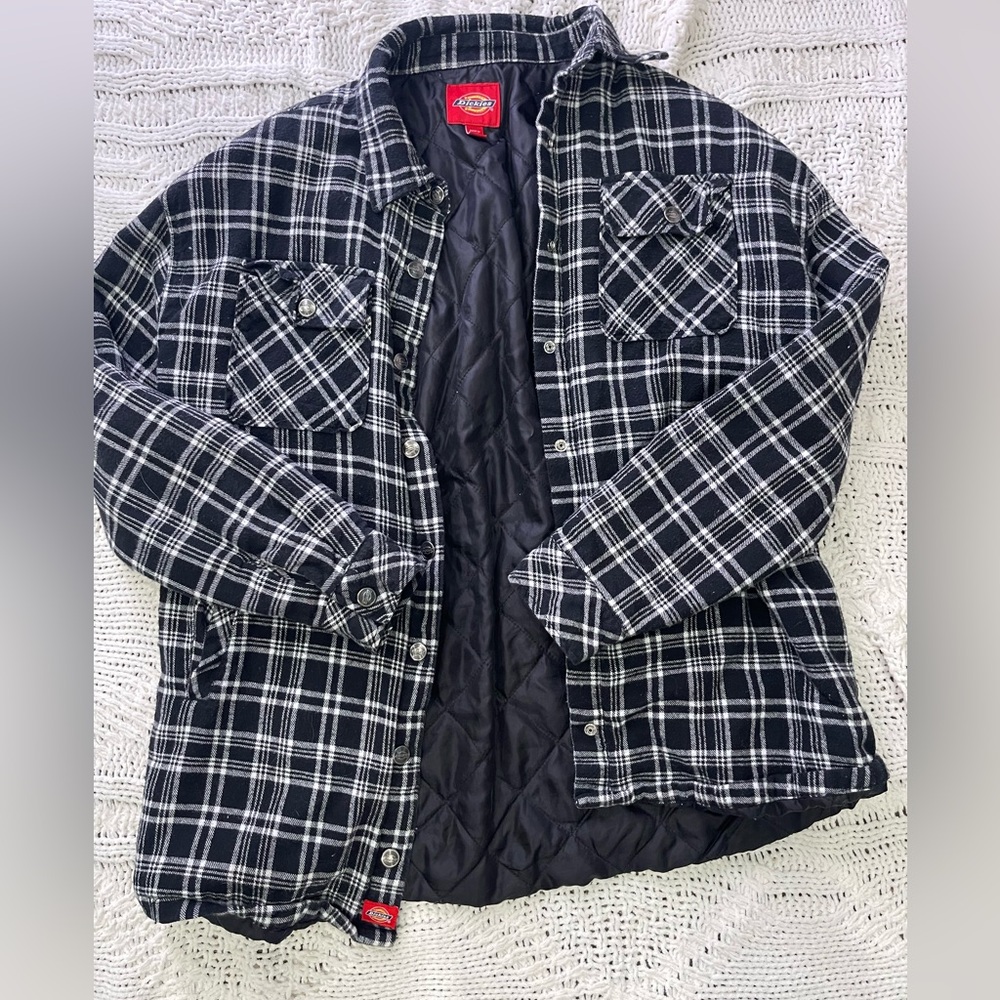 Dickies Black and White Plaid Shirt Jacket